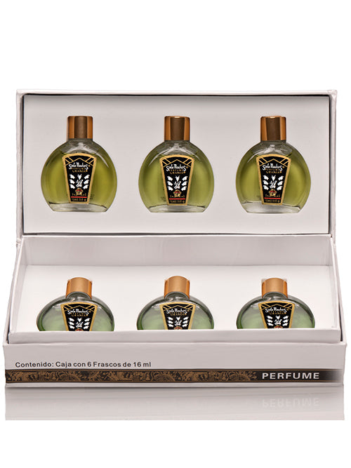 Exhibidor con 6 Perfumes Siete Machos de 16 ml